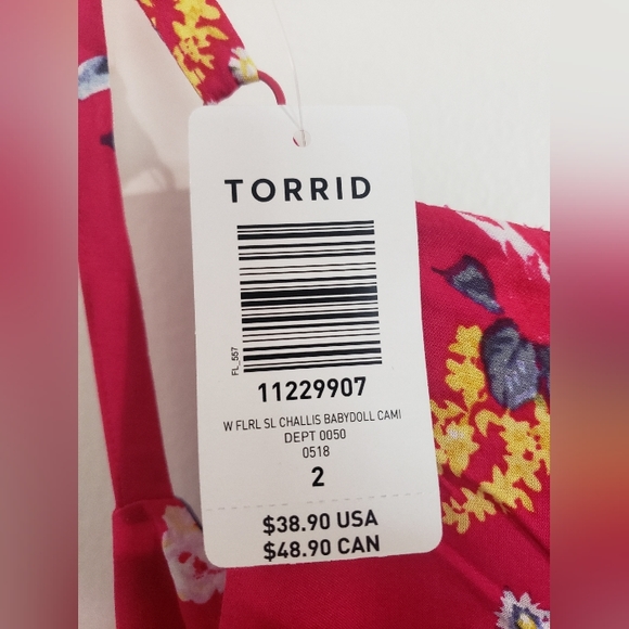 NWT Torrid Pink Floral Challis Babydoll Cami - Picture 4 of 6